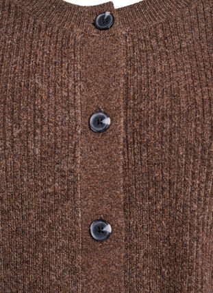Zizzi Ribbestrikket cardigan med knapper, Brun, Packshot image number 2