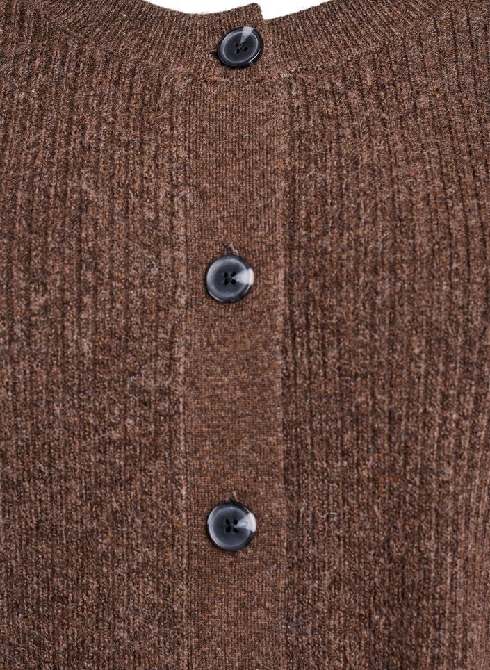 Ribbestrikket cardigan med knapper, Brun Ribbestrikket cardigan med knapper, Brun, Packshot