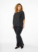 Prikkete bluse med korte ermer, Black W. White Dot, Model image number 2