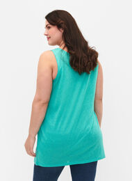 Topp med struktur og rund hals, Turquoise, Model