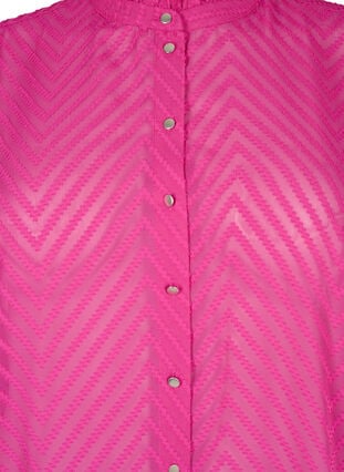 Skjortebluse med volanger og mønstret tekstur, Festival Fuchsia, Packshot image number 2