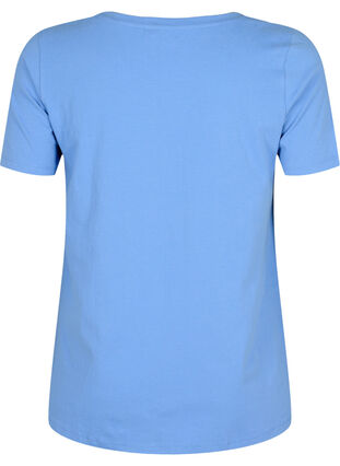 Ensfarget basis T-skjorte i bomull, Blue Bonnet, Packshot image number 1