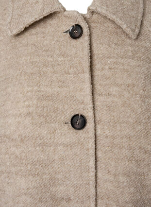 Zizzi Rutete bouclè jakke med knapper, Simply Taupe, Packshot image number 3