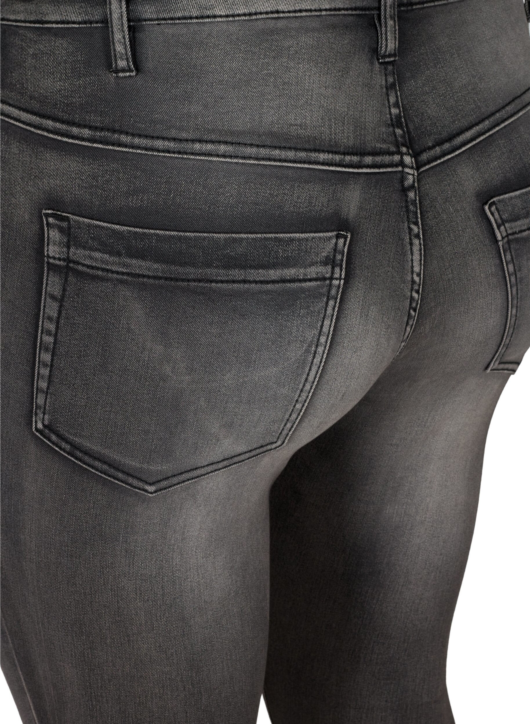 ZizziSuper slim Amy jeans med h&oslash;yt liv, Dark Grey Denim, Packshot image number 3