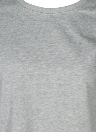 Cropped genser med rund hals, Light Grey Melange, Packshot image number 2