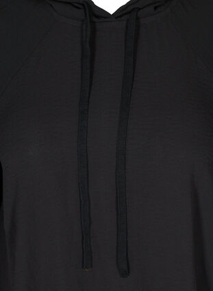 Bluse med hette og 3/4-ermer, Black, Packshot image number 2
