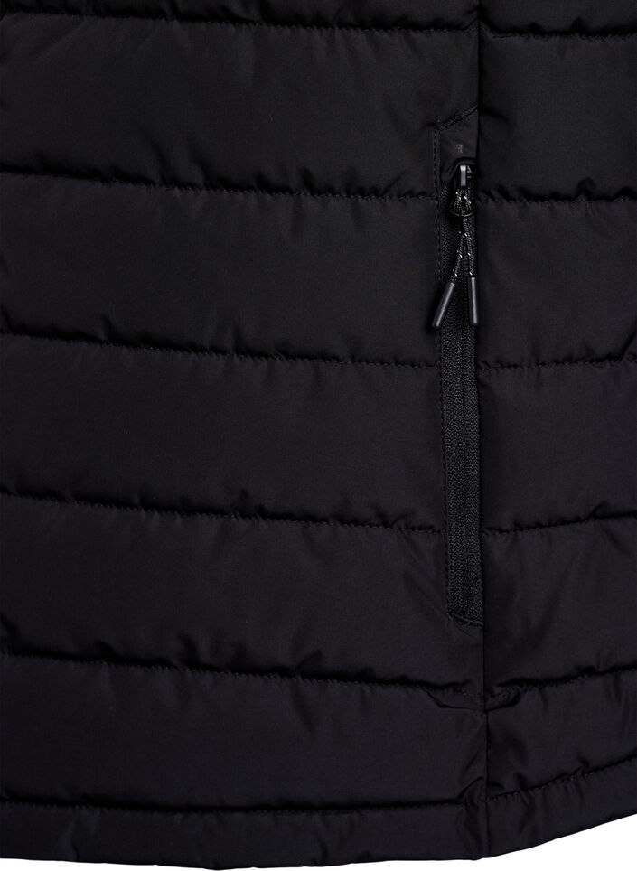 Sporty polstret vest med glidelås og lommer, Black, Packshot