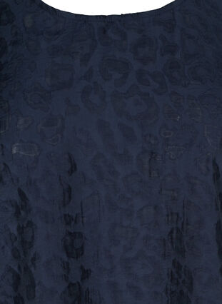 Bluse med 2/4-puffermer og ton-i-ton mønster, Navy Blazer, Packshot image number 2