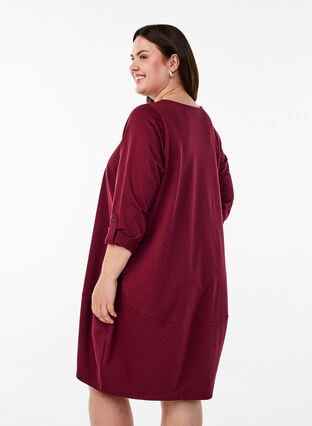 Zizzi Ballongkjole med lommer, Mørk Bordeaux, Model image number 2