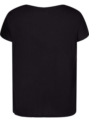 Kortermet T-skjorte i viskose med mønster, Black Gold , Packshot image number 1