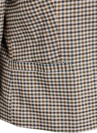 Zizzi Klassisk rutete blazer med gullknapper, Check brown, Packshot image number 3