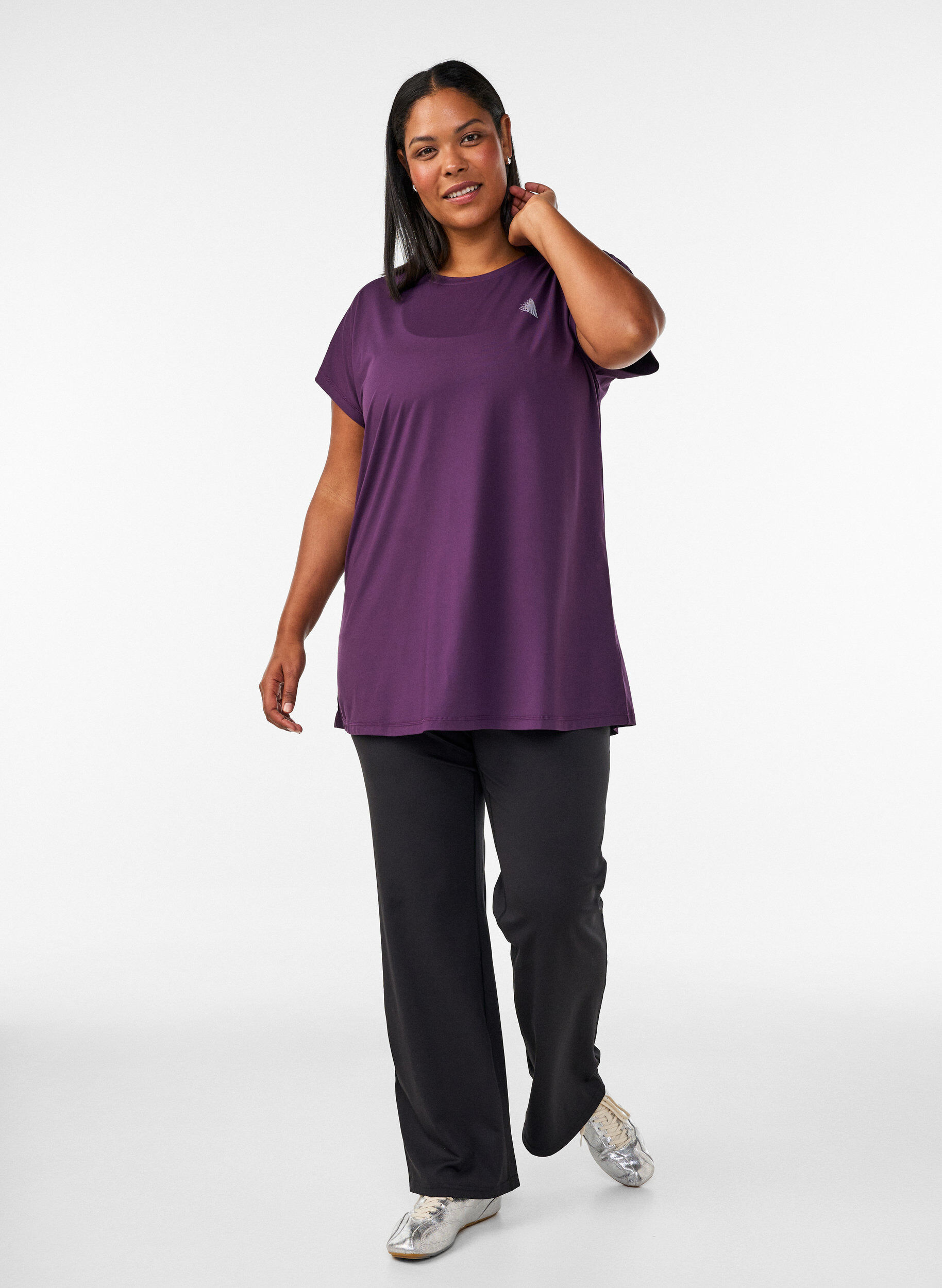 ZizziLang trengings T-skjorte, Lilla, Model image number 1