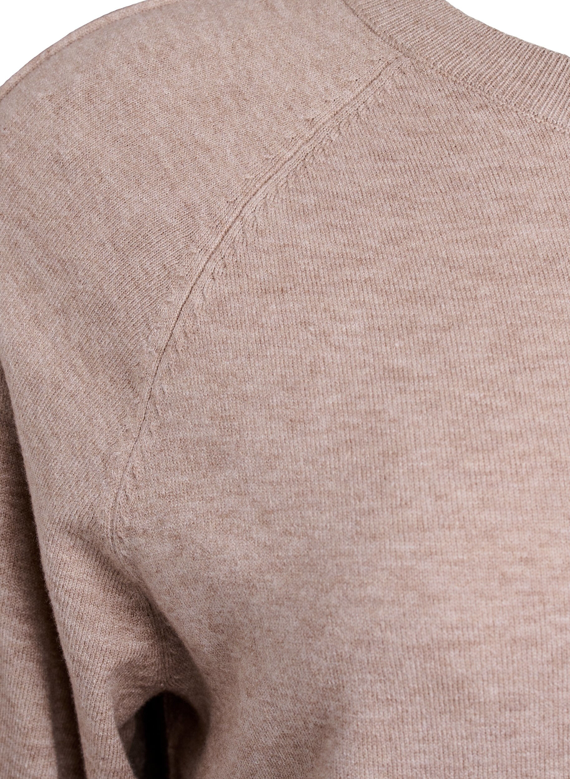 Zizzi Strikket bluse med midts&oslash;m og raglanermer, Beige, Packshot image number 3