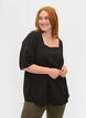 Bluse med ballongermer, Black, Model image number 0