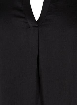 Bluse med 3/4-ermer og V-hals, Black, Packshot image number 2