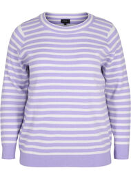 Stripete strikkegenser i ribb, Lavender Comb., Packshot