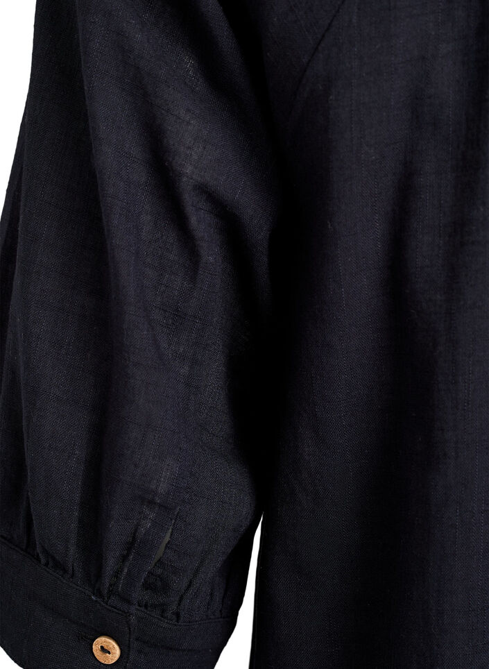 Bomullstunika med V-hals, Svart, Packshot image number 3