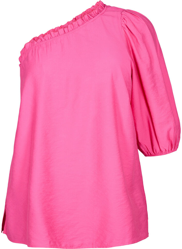 One-shoulder bluse i viskose, Rosa, Packshot image number 0