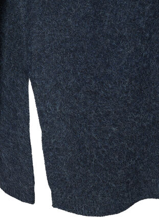 Melert strikket poncho med oppbrettet krave og splitter, Night Sky Mel., Packshot image number 3