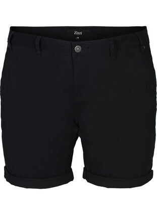 Shorts i bomull med lommer, Black, Packshot image number 0