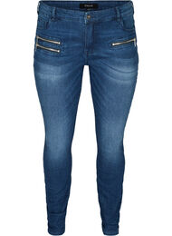 Sanna jeans med glidelåsdetaljer, Blue denim