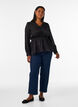Skinnende viskosebluse med peplumeffekt, Svart, Model image number 1