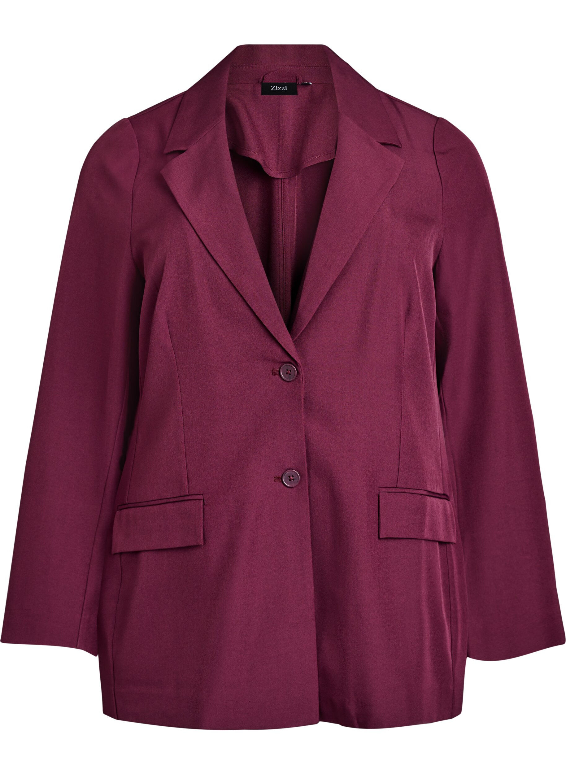 ZizziBlazer med lommer og splitter, M&oslash;rk Bordeaux, Packshot image number 0