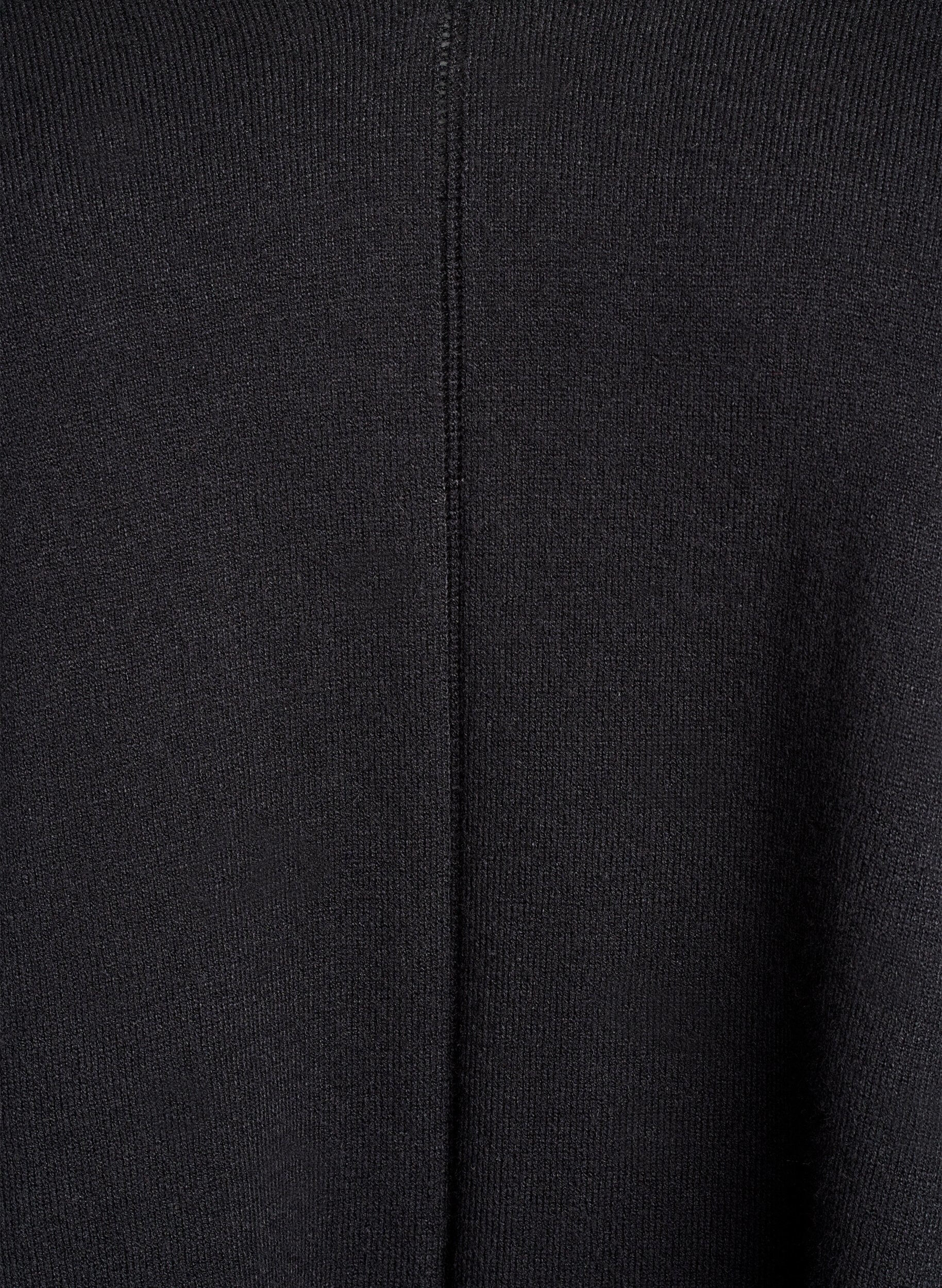 Zizzi Finstrikket bluse med V-hals og detalj foran, Svart, Packshot image number 2