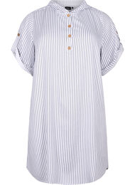 Kortermet tunika i viskose med hette, Blue White Stripe