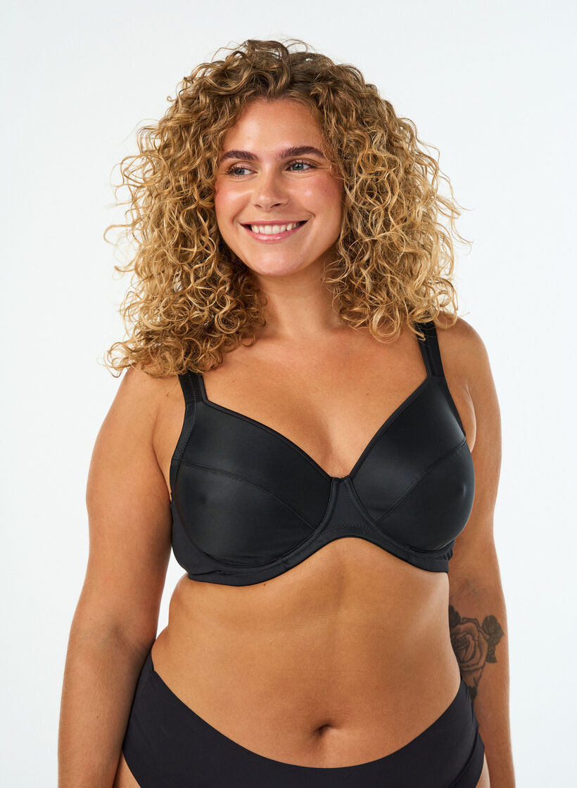 H&oslash;yt st&oslash;ttende BH med st&oslash;pte sk&aring;ler, Svart, Model image number 0