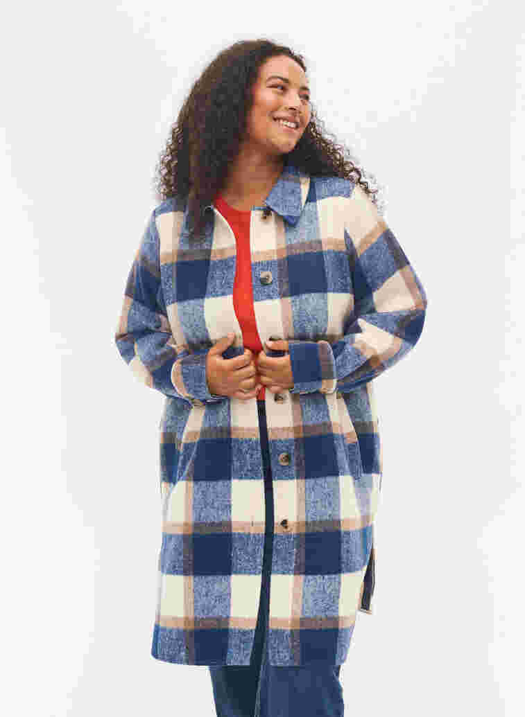 Rutete skjortejakke, Blue Check, Model