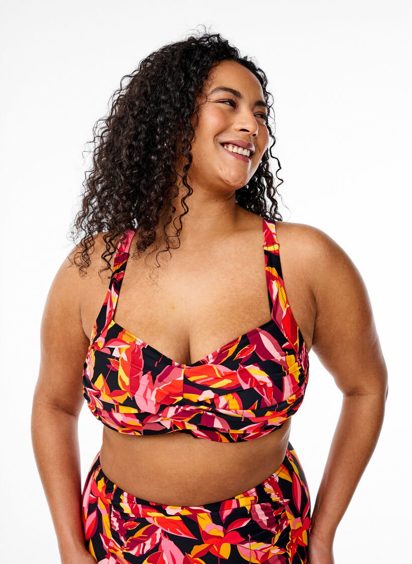 Polstret bikinioverdel med trykk, Small Leaf Expl. AOP, Model