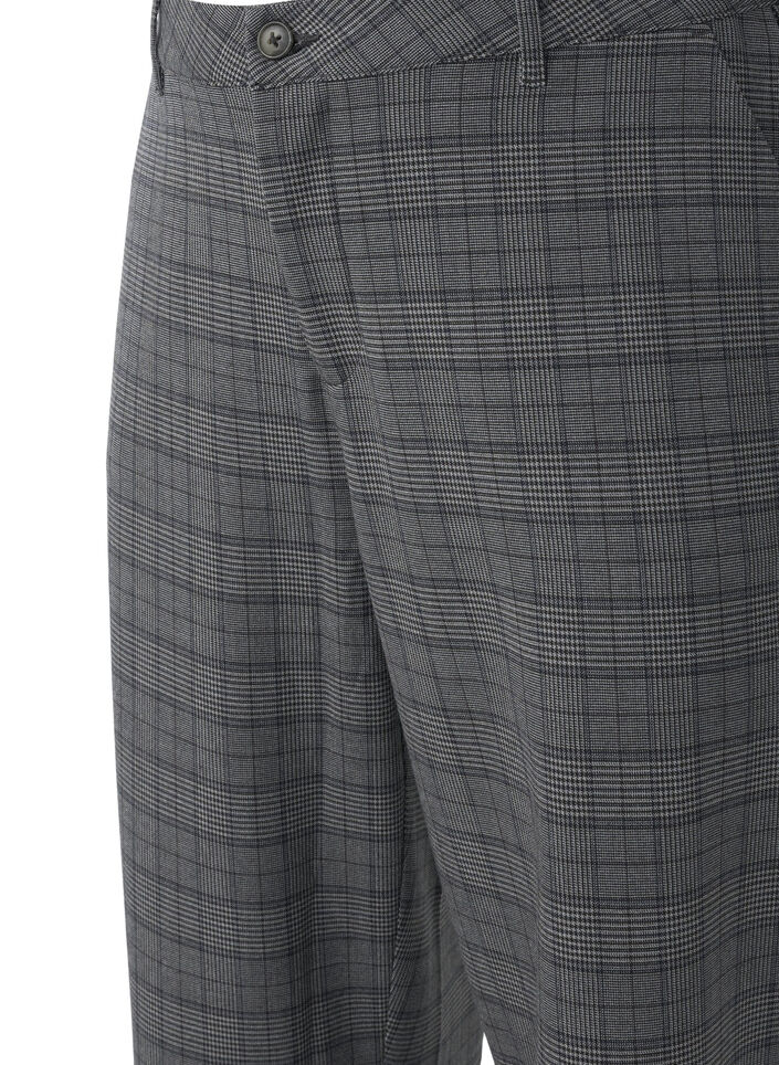 Rutete bukser med høy midje og rette ben, Check, Packshot image number 2