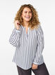 FLASH - Stripete skjortebluse med V-hals, Hvit, Model image number 0