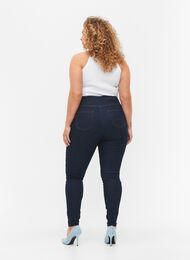 Stretchy jeggings i bomullsblanding, Dark blue, Model