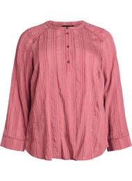Bluse med tone-på-tone tekstur og knapper, Rosa
