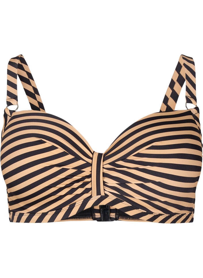 Bikinioverdel med bøyle og mønster, Brun, Packshot image number 0