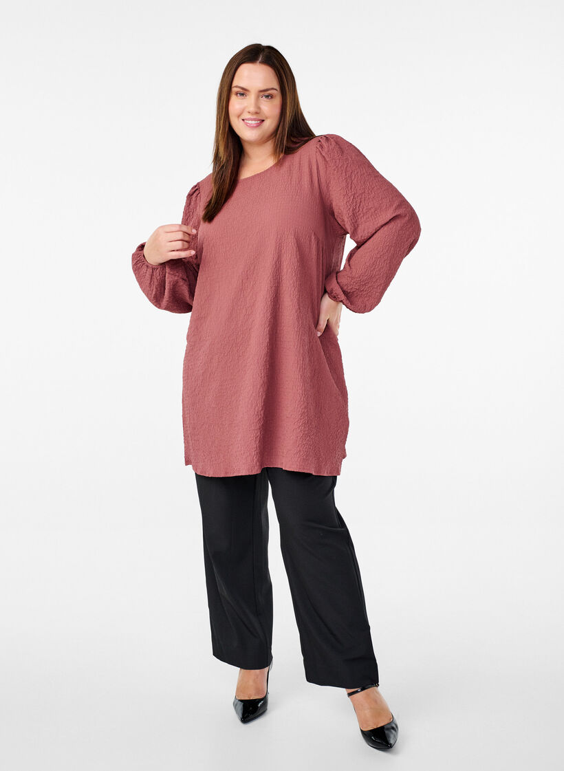 FLASH - Langermet tunika med rund hals, Brun, Model image number 1