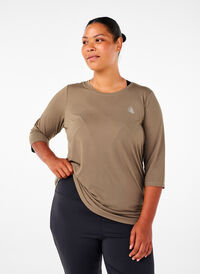 Treningsbluse med 3/4-ermer, Beige Treningsbluse med 3/4-ermer, Beige, Model