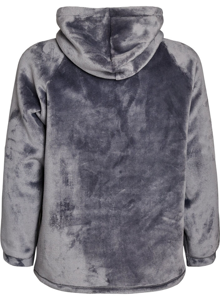 Velour-hettegenser med kengurulomme, Gr&aring;, Packshot image number 1