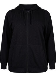 Strukturert treningscardigan med glidelås, Black