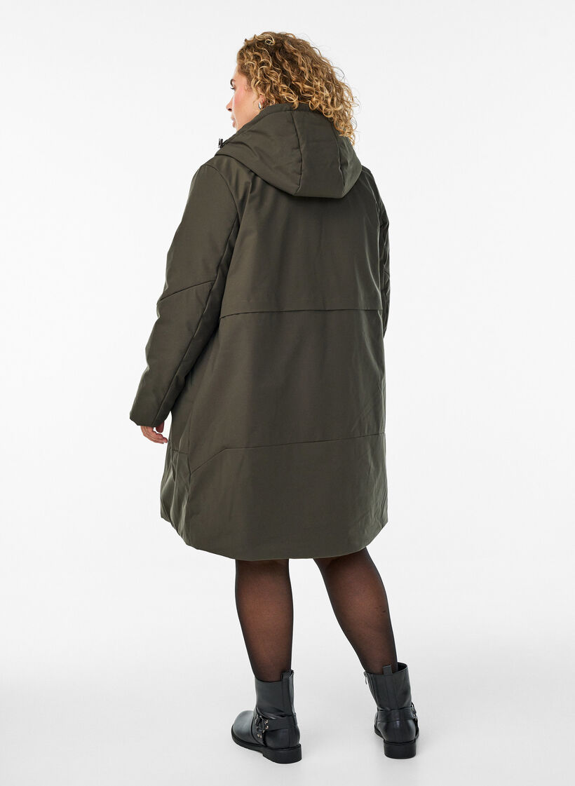 Vinterjakke med justerbar midje, Gr&oslash;nn, Model image number 2