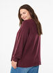 Strikkebluse med b&oslash;lgete kanter, M&oslash;rk Bordeaux, Model image number 2