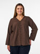 Skjortebluse med broderie anglaise, Brun, Model image number 0
