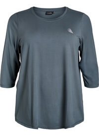 Treningsbluse med 3/4-ermer, Grå Treningsbluse med 3/4-ermer