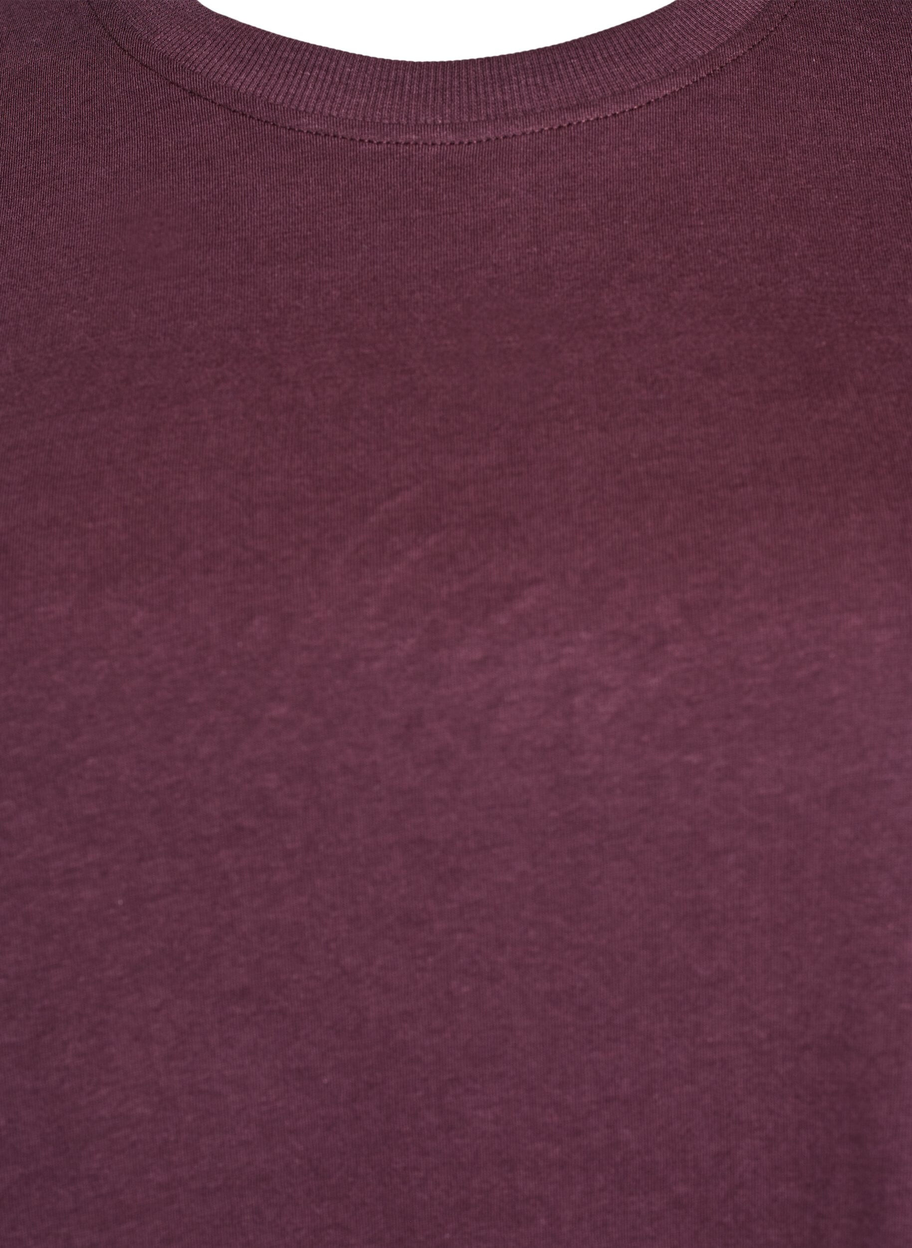 ZizziBasic T-skjorte i bomull med rund hals, M&oslash;rk Bordeaux, Packshot image number 2
