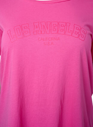 T-skjorte i bomull med tekst, Shocking Pink W. LOS, Packshot image number 2
