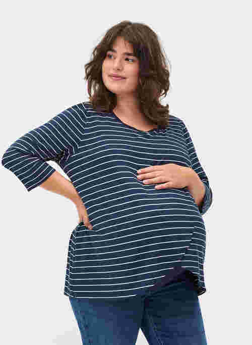 Stripete bluse til gravide med 3/4-ermer