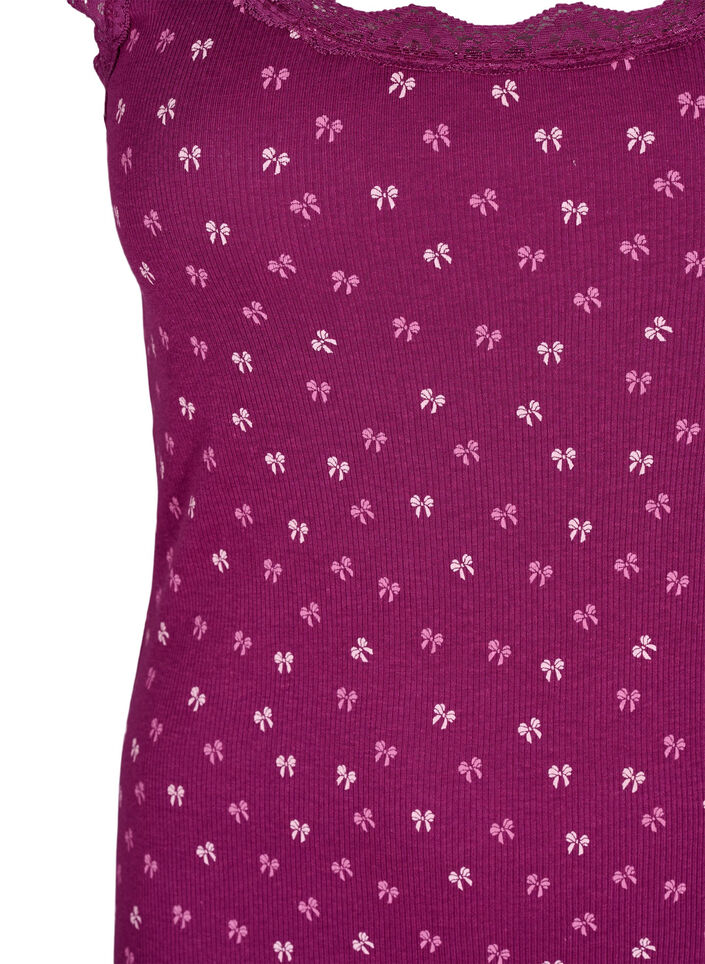 Topp med trykk og blondekant, Rød, Packshot image number 2