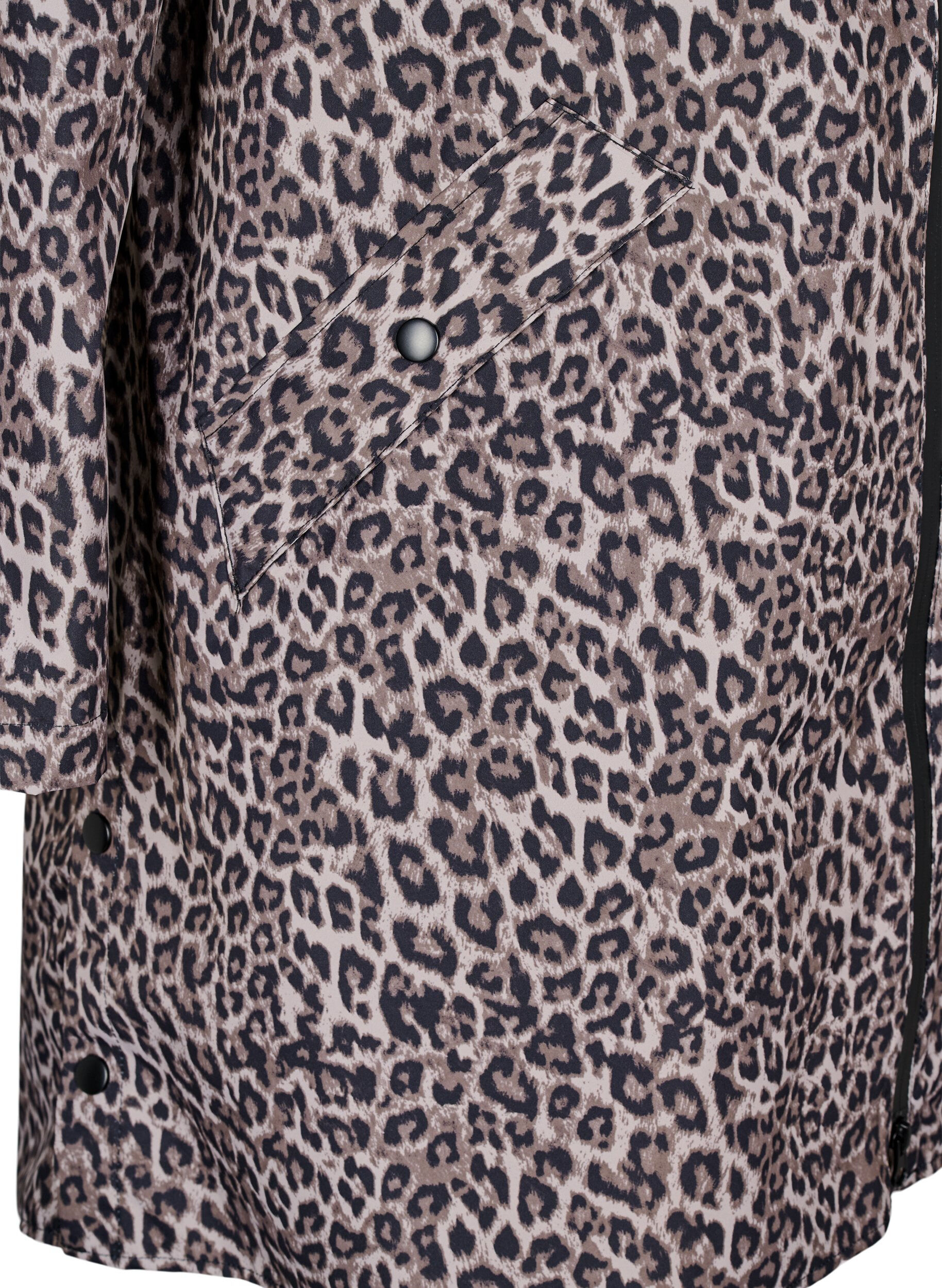 Zizzi Regnjakke med lommer og hette, Brun, Packshot image number 3